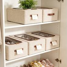 1pc Linen Shoe Storage Box, Home Wardrobe Bed Under Shoe Moisture-Proof Dust-Proof Shoe Rack, Foldable, With Thickened Fixed Steel Frame, Suitable For Dorm, Wardrobe, Bed Under Organization And Storage - View 5