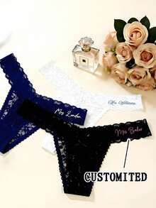 Tanga de encaje nupcial personalizada, tanga personalizada con nombre, regalo de boda personalizado, regalo de aniversario - Multicolor - Ver 29