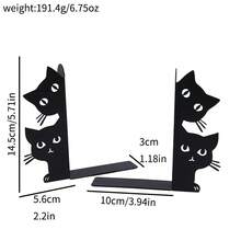 Narrow And Convenient Metal Cat Bookends, A Pair Of Cute Cat Bookends, Suitable For Bookshelf Decoration, Perfect For Home, Office, Desk, And Bookshelf Decoration (Front Half, Back Half). - B381 - View 6