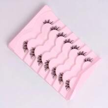 7 Pairs Thai-Style Half Lash Little Devil False Eyelashes, Full Strip Spiky Lash Texture, Clear Soft Band, Large Capacity, Camera-Friendly & Easy To Apply, For Daily Makeup & Shooting Scenarios - View 6