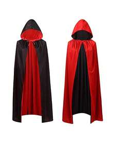 Hooded Double-Sided Black And Red Cloak, Double-Sided Vampire Cloak, Halloween Death Wizard Cosplay Costume Props. - Multicolor - View 6
