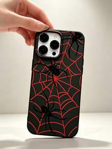 Fashionable Personalized Halloween Cool Spider Web Hollow Shockproof Phone Case, Compatible With Apple 18/18Pro/18ProMax/17/17Pro/17ProMax/16/16Pro/16ProMax/15/15Pro/15ProMax/14/13/12/11 And Other Models, Creative Protective Cover - Black - View 3
