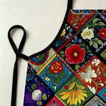 Colorful Floral Patchwork Design Kitchen Apron Cooking Apron Baking Accessories For Men Women - White - View 6