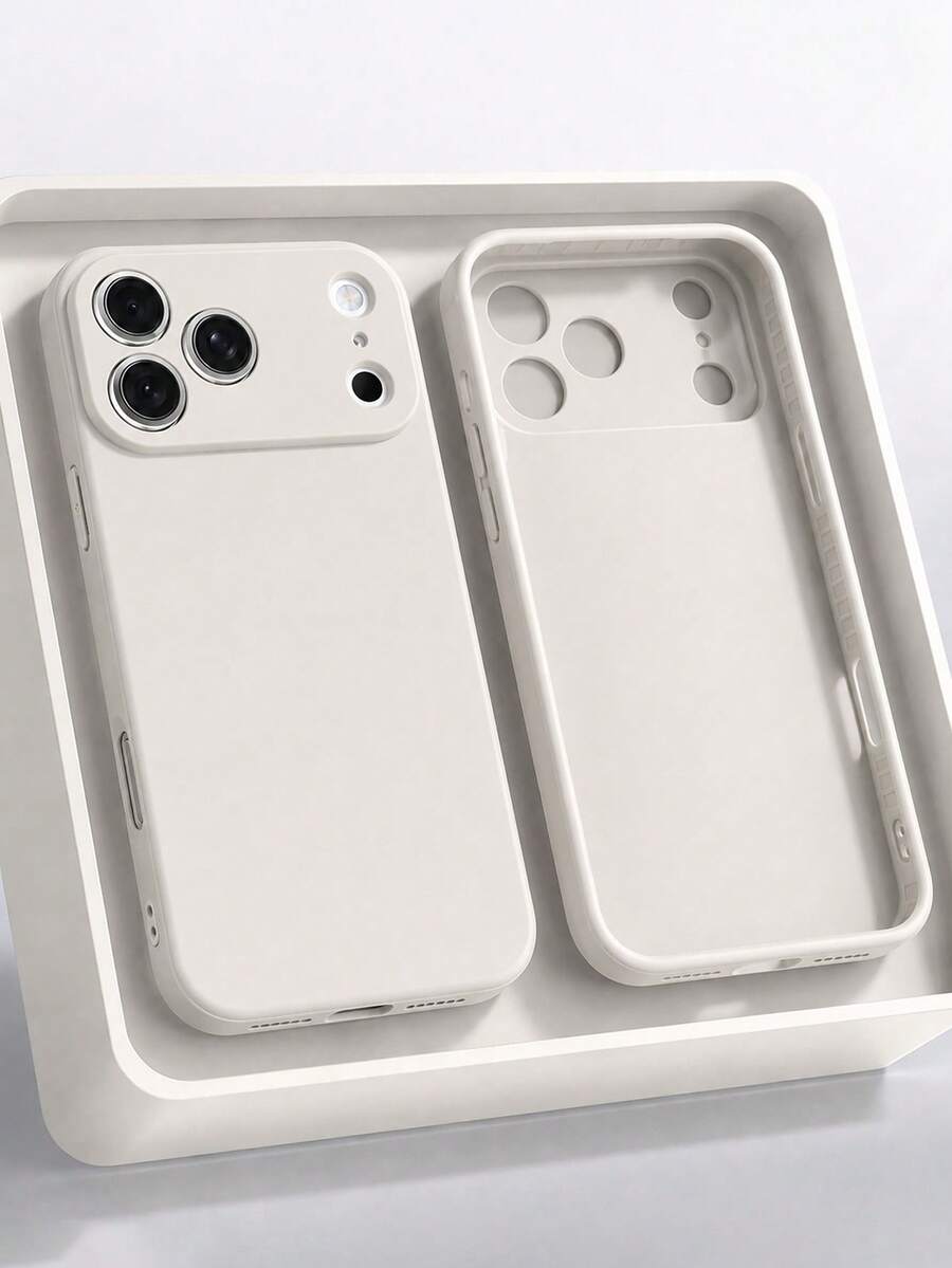 VRNOEI Minimalist Vintage White Matte Shockproof Phone Case, Compatible With IPhone 17 Pro Max, 11 13 12 14 15 16 Pro Max, Lens Protection, Series Phone Case, Unisex Phone Case Accessory - Antique White - View 1