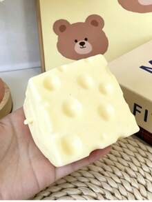 Brinquedo Squishy de Bloco de Construção de Queijo Amarelo Pálido Gigante, Efeito Sonoro ASMR Crocante, Brinquedo de Ponta de Dedo Crocante com Rebote Lento, Textura de Massa Macia, Núcleo Cremoso, Brinquedo de Alívio de Estresse por Aperto, Adequado para Foco em Mesa de Escritório e Pausa de Mindfulness, Cubo de Queijo Macio de 6-7CM - Multicolorido - Visão 8