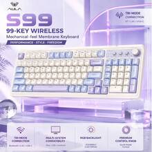 AULA Tombol Kontrol Volume S99, Lampu Latar RGB Senyap, Bluetooth/2.4G/Kabel, Keyboard Nirkabel Triple Connect dengan Sensasi Mekanik, Tata Letak Ringkas 99 Tombol untuk PC Laptop Mac Tablet Gaming Kerja Kantor - View 2