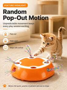 Automatic Cat Toy, Interactive Cat Toy For Indoor Cats And Kittens, Multi-Hole Random Pop-Up Teaser Toy, Electric Cat Activity Toy, Suitable For Solo Play, Stimulates Hunting Instinct, Daily Entertainment - Multicolor - View 5