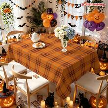 1/2件裝萬聖節桌布，橘色格紋聚酯纖維布料，鄉村農舍風裝飾，適用於餐廳、廚房、咖啡桌、餐桌、野餐、露營，萬聖節節日桌面保護與裝飾 - 彩色 - 查看 12