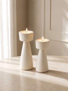 1pc Geometric Shaped Modern Minimalist Candle Holder, Suitable For Home Desktop Decoration - Tall and Short Columns - View 2