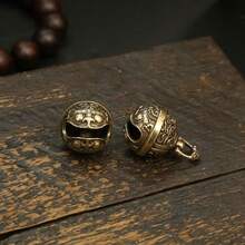 2pcs Brass Copper Bell Lion Dragon Small Bell Pendant, Keychain Ring Hanging Rope, For Men - Multicolor - View 5