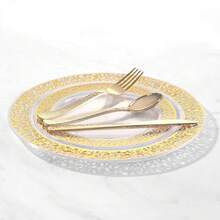 20pcs Gold Fork & Spoon Cutlery Set, Reusable Gold Utensil Set, Kitchen & Restaurant Tableware Set, Perfect For Birthday, Party, Picnic, Mother's Day And Easter - Gold - View 7