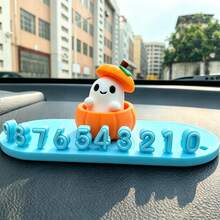 Nueva Alfombra Antideslizante Numerada de Halloween + Base de Calabaza + Sombrero de Fantasma Adorno Creativo DIY para Tablero de Coche de Halloween Decoración de Elfo de Calabaza Bienvenida Halloween con tu Coche - Set de 3 piezas de fantasma - Ver 2