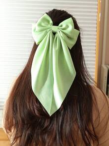 1件女款清新綠色蝴蝶結緞帶髮夾，適合日常配戴、春夏、度假、派對、外出 - 綠色 - 查看 6