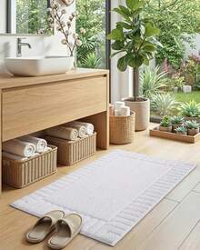 DEXI Tapete para Baño 40 x 60 cm, Alfombra de Baño Antiderrapante, Tapetes de Baño Supersuave y Absorbente, Lavable a Máquina, Blanco - Blanco - Ver 10