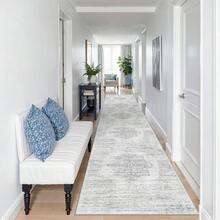 Alfombra de pasillo antideslizante para dormitorio, alfombra lavable con reverso de goma - Alfombra suave de pelo corto para cocina, lavandería, baño (61 x 244 cm, beige/marfil) - Blanco - Ver 3