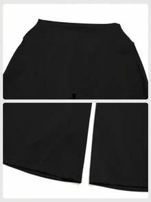 DINBEY Women's High Waist Tummy Control Butt Lifting Wide Leg Capri Yoga Pants, Soft Stretchy Non-See-Through Culottes For Workout & Lounge Sports - Black - View 3