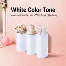 Pedestal Display Stand, Cylinder Pedestal Stand, 3pcs Pedestal Stand, 3Pcs Large Round Cylinder Tables For Parties Garden Decor(White) (NEED Assembly ) - 白色 - 查看 8