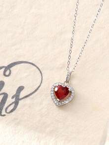 1pc S925 Sterling Silver Exquisite Romantic Heart Necklace, Women's Light Luxury Niche High-End Jewelry, Fashionable Personalized Daily Commute Party Versatile Wear Elegant Elegant Collarbone Chain Neck Accessory - Love - View 10