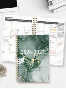 1pc 2026-2027 A5 Monthly Planner, Large Calendar Grid, Reference Calendar And Notes Pages, Gold Spiral Binding, Back To School Office Desk Accessories Notebook, Suitable For Teachers Use - A5 - View 4