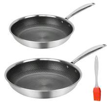 Stainless Steel Frying Pan, 24/30cm, Non-Stick, Compatible With Induction, Electric & Gas Hobs, Lightweight Daily Cooking Pan, Modern Kitchen Cookware - View 3