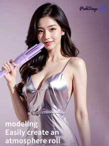 PinkSings Automatic Hair Curler Rotating Curling Iron Straightener And Curler | 2-In-1 Styling Tool, Smart Timer, Ceramic Coating, 3 Temperature Settings, Dual Voltage Travel Compatible - Purple - View 4