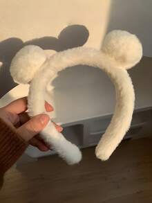 1pc Plush Bear Ear Headband, Autumn/Winter Fashion Hair Accessory, Simple Versatile Daily Commute Headband For Face Washing, Masking, Makeup, Hair Styling, High Crown, Face-Slimming Hair Clip - Multicolor - View 6