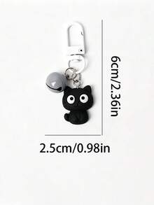 2pcs Fashionable Black And White Cat Keychain, Backpack And School Bag Pendant, Phone Case Pendant, Gift For Girls, Small Gift For Friends - Black and White - View 3