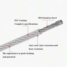 4Pcs 2M PVC Coated Wire Rope, Diameter 2mm 304 Stainless Steel Wire Rope Cable Set, PVC Coated Marine Grade Cable With Crimping Loops, Rustproof Flexible Heavy Duty Wire For Clothesline Deck Railing String Light Garden Trellis Shade Sail DIY Fencing - Multicolor - View 3