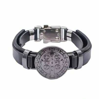 Pulseira Bracelete Masculino Couro São Bento  Regulável Elegante Premium