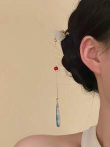 1pc Women New Style Elegant Fringed Hairpin With Flower-Shaped Beads And Fringed Hairdo Hairpin, Headwear Accessory, Hair Decoration - Multicolor - View 5