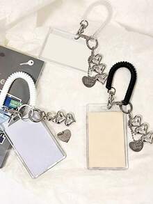 Tempat Kartu Akrilik Berbentuk Hati Unisex, Gantungan Kunci Hati Perak Gaya Ins, Tempat Kartu Transparan, Liontin Casing Ponsel yang Elegan, Desain Minimalis, Dapat Menyimpan Kartu Kecil, Kartu Bus, Kartu Bank, Kartu Metro, Gantungan Kunci Tempat Kartu Portabel dan Dapat Diatur, Cocok untuk Pekerja Kantoran dan Pelajar, Hadiah Sempurna (Kartu Tidak Termasuk) - MultiWarna - View 5