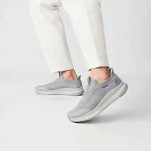 Skechers Breathable Flyknit Mesh Lightweight Foam Sole Men's Slip-On Walking Shoes - Grey - View 10