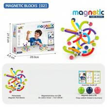 Kids DIY Telescopic Magnetic Rod, Magnetic Attraction Stretch Building Blocks, Intellectual Development Toys For Boys And Girls, Parent-Child Interactive Fun - Multicolor - View 13