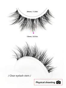 Asiteo 5 Pairs Doll-Like Natural False Eyelashes - Transparent Stem Cartoon Lashes, Fairy-Style Design, Perfect For Cosplay - Reusable - Spiky Manga Lashes - View 4