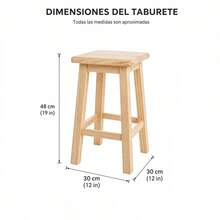 Natural Wood High Stool For Kitchen And Dining, Durable 30x30x48cm Square Bench, Versatile Seating For Home And Food Service In Light Wood Finish - Reddish Brown - View 7