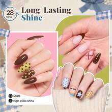 Beetles 6 Colors That Girl Routine Gel Nail Polish Set, Back-To-School Fall Gel Kit With 2-In-1 Nail Art Pen, Star & French Nail Stickers, Long-Lasting Soak Off UV LED Gel For Salon & DIY Manicures - 6 Colors That Girl Routine - 查看 4