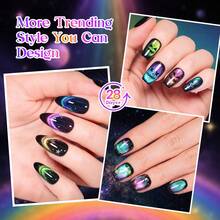 Beetles 6 Colors Chameleon Cat Eye Gel Nail Polish Set, Rainbow Cosmos Double-Light Magnetic Effect With 2 Magnets & Star Stickers, Soak Off UV Nail Art For Home Manicure & Gifts For Women - 6 Colors Chameleon Cat Eye - 查看 3