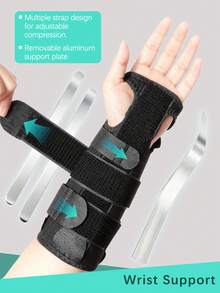 Left & Right Wrist Support Brace - Night Support, Arm Compression Hand Support Brace - Suitable For Men & Women, Fitness, Sports, Gym, Golf, Football, Running - Universal Adjustable Maximum Support, Includes 3 Metal Support Bars, Valentine's Day - Black - View 4