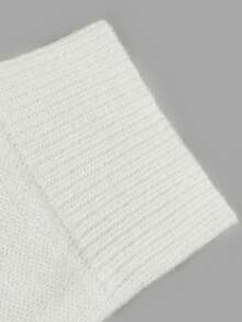 Women Autumn White V Neck Cable Knit Cardigan Gold Button Long Sleeve Loose Cropped Casual Going Out Tops - White - View 5