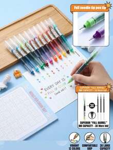 24pcs-Direct Liquid Type Colorful Rollerball Pens, Quick-Dry Fine Tip 0.5mm Neutral Ink Pens, Smooth Writing Without Smudging, Tr, First Day Of School - Multicolor - View 9