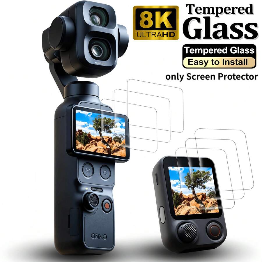 [3+3]件組 相容 Osmo Pocket 4P 與 Osmo FrameTap/ Osmo Pocket 8P，Osmo Pocket 4 Pro 配件 鋼化玻璃螢幕保護貼，超高清晰度，9H 硬度，觸控靈敏螢幕保護貼 - 查看 1