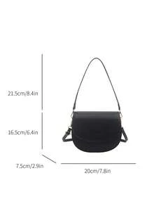 New Vintage Fashion Mini Solid Color Saddle Bag, Flap Opening, Adjustable Long Shoulder Strap, Small Capacity Lightweight Minimalist Shoulder Crossbody Bag, Suitable For Women's Daily Life, Casual, Commuting, Work, Vacation And Student Use - Black - View 7