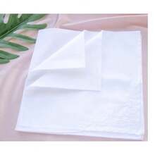 CoCoUSM Womens Large Soft White Embroidered Handkerchiefs - 60s Cotton Square 16inch - White - View 6