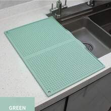 1pc Extra Large Kitchen Splash Guard Drying Mat - Heat Resistant 446°F/230°C, Non-Slip Countertop Mat With Drainage Holes, Suitable For Sink, Stove, Countertop Drying - Easy To Clean, Dishwasher , Space-Saving Design - Multicolor - View 6