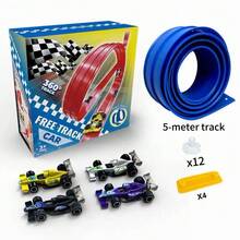Extra Long Flexible Bendable DIY Track Racing Toy With Strong Suction Cups For Wall And Tabletop Secure Mounting, Dual Track 2-Player Competitive Racing, Customizable 360° Loop Stunt Track, Smooth Burr-Free Material, Parent-Child Interactive Educational Sliding Car, Space Imagination Training Gift For Boys - Multicolor - View 15