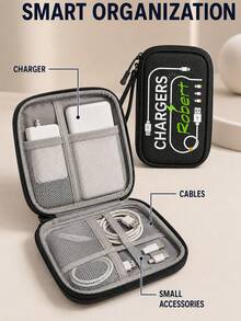 Custom Name Travel Cable Storage Bag Digital Electronic O Portable USB Data Line Charger Plug Storage Bag Ideal For USB Drives, Hard Disks, Headphones & Gaming Accessories, Portable Storage Organizer Carry On Suitcase Garment Duffle Bags For Travel - Multicolor - View 4