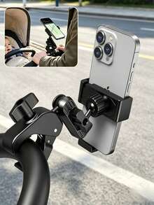 嬰兒推車手機支架 360°可旋轉通用手機夾具 可調節夾式手機架 適用嬰兒推車與汽車安全座椅配件 - 彩色 - 查看 3