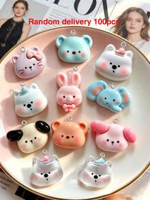 10/20/100pcs Cute Animal Puppy Elephant White Bear Pendant Charms DIY Handmade Keychain Bag Charm Accessories Decor - Multicolor - View 9