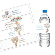 UNICCUT 30pcs Customized Cute Teddy Bear Water Bottle Label Stickers For Baby Shower, Baptism, Birthday, Christening, Personalized Gender Reveal - Multicolor - View 6