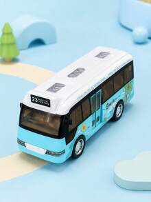 Cartoon Pattern Bus Toy, Mini Realistic City Tour Bus Model Car, Cute Colorful Toy Car, Desktop Decoration, Birthday Holiday Gift For Boys And Girls Children - Multicolor - View 10
